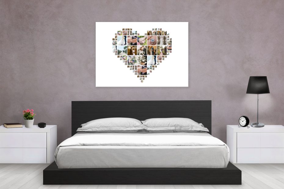 displaying wedding photos in bedroom