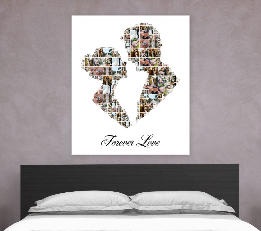 Displaying wedding photos as shape collage