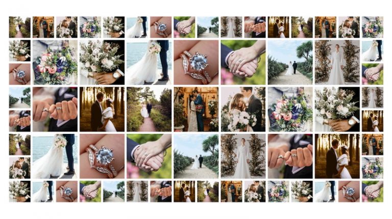 Photo collage for displaying wedding photos