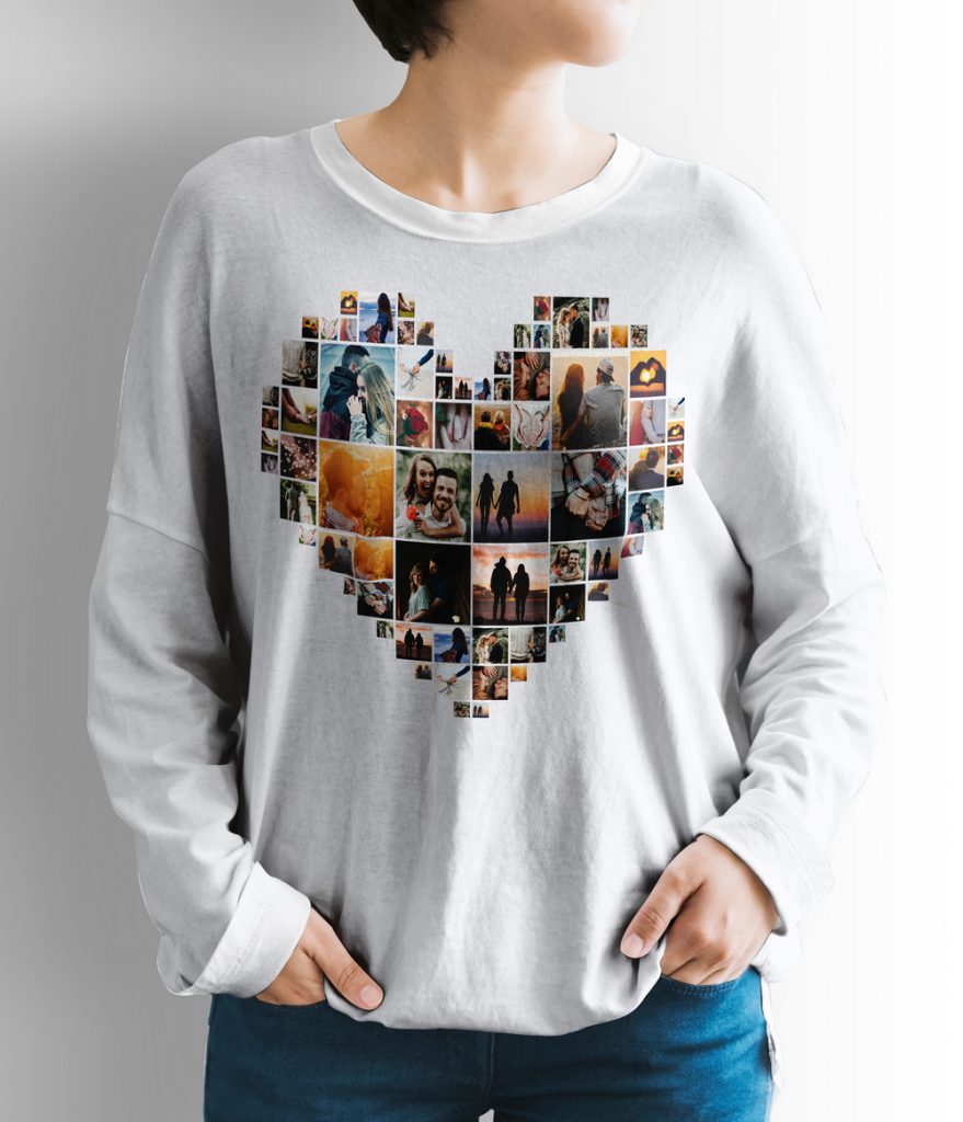 heart photo collage template-on-shirt