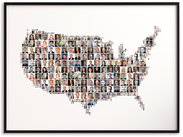 photo collage template with the shape of the United States map